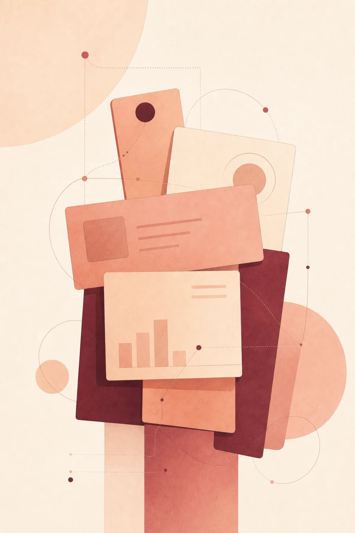 Abstract illustration of layered learning materials